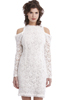 Open Shoulder Lace Dress with Beaded Trim