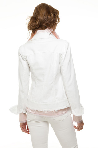 Fringed Denim Jacket with Broach