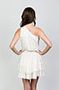 White Jersey One Shoulder Peasant Dress