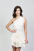 White Jersey One Shoulder Peasant Dress