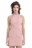 Slashed Frayed High Neck Dress