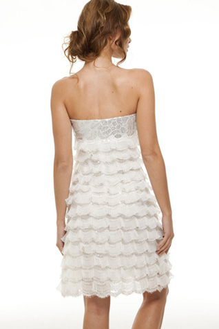 Beaded Lace and Organza Ruffles Dress