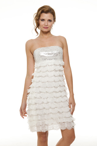 Beaded Lace and Organza Ruffles Dress