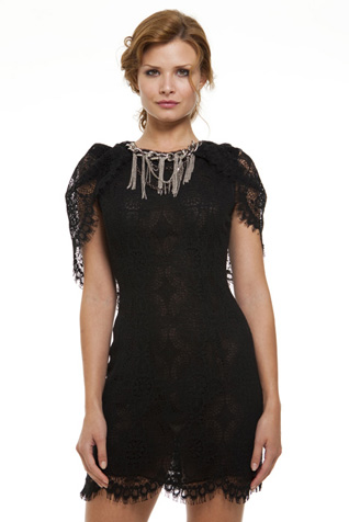 Lace Shawl Sleeve Dress