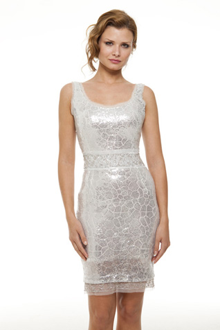 Sequined Scoopneck Dress with Crystal