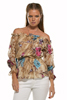 Multicolored Off Shoulder Peasant Top