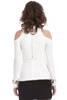 Frayed Chiffon Open Shoulder Jersey Tee