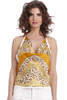 Silk Print Cowled Halter Top