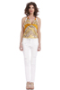 Silk Print Cowled Halter Top