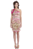 Silk Print Draped One Shoulder Dress
