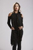 Black Knit Ruffled Scarf