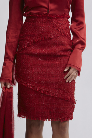 Fringed Tweed Skirt