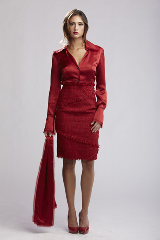 Fringed Tweed Skirt