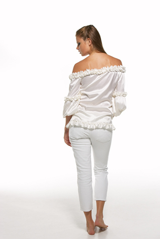Off Shoulder Balloon Sleeve Blouse