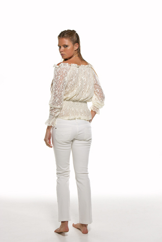Off Shoulder Lace Peasant Top