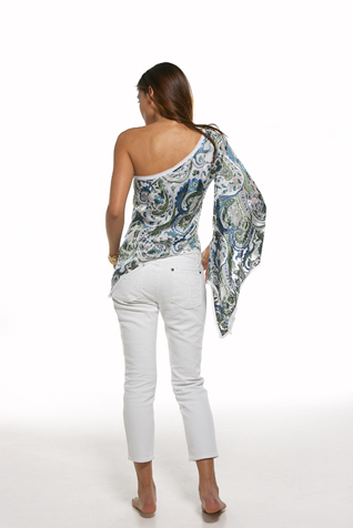 One Shoulder Angel Sleeve Blouse