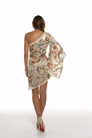 One Shoulder Angel Sleeve Dress