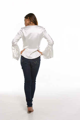 Silk Handkerchief Sleeve Blouse