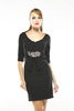 Crepe Dress with Bow and Broach