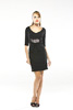 Crepe Dress with Bow and Broach