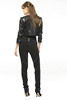 Leather Crop Jacket with Chain