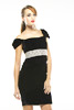 Stretch Velvet Pleated Cocktail Dress